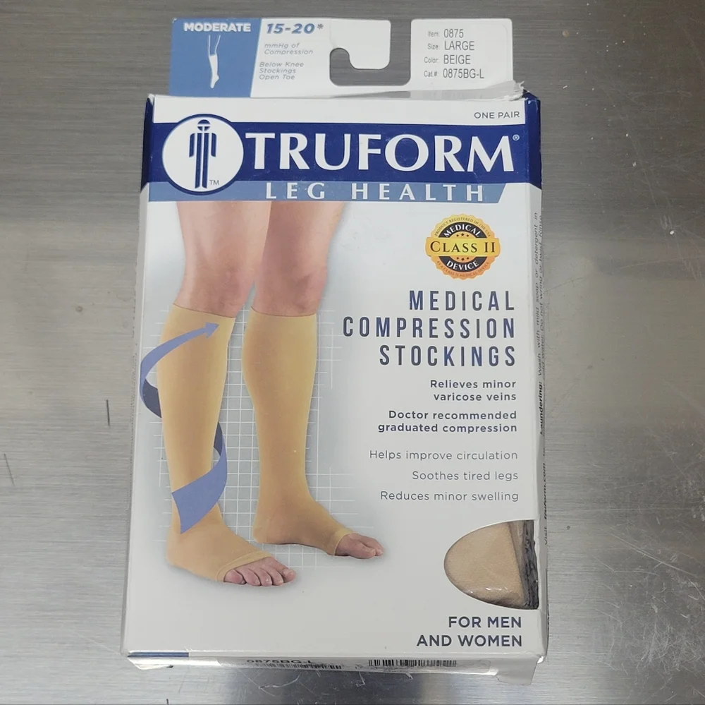 🚨 TruForm Leg Health Medical Compression Stockings Open Toe Men/Women - NIB